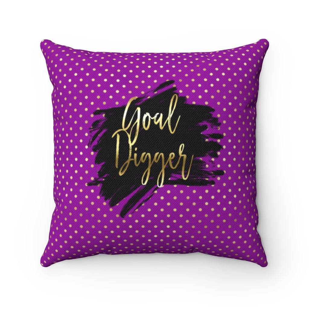 'Goal Digger' - Purple + Gold Spun Polyester Pillow