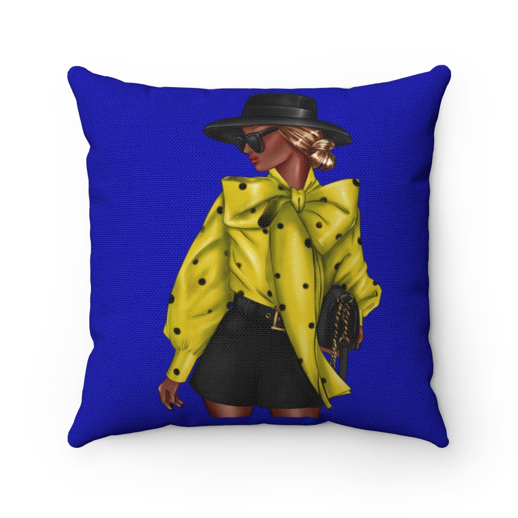 'Bow Beauty' - Royal Blue Spun Polyester Pillow