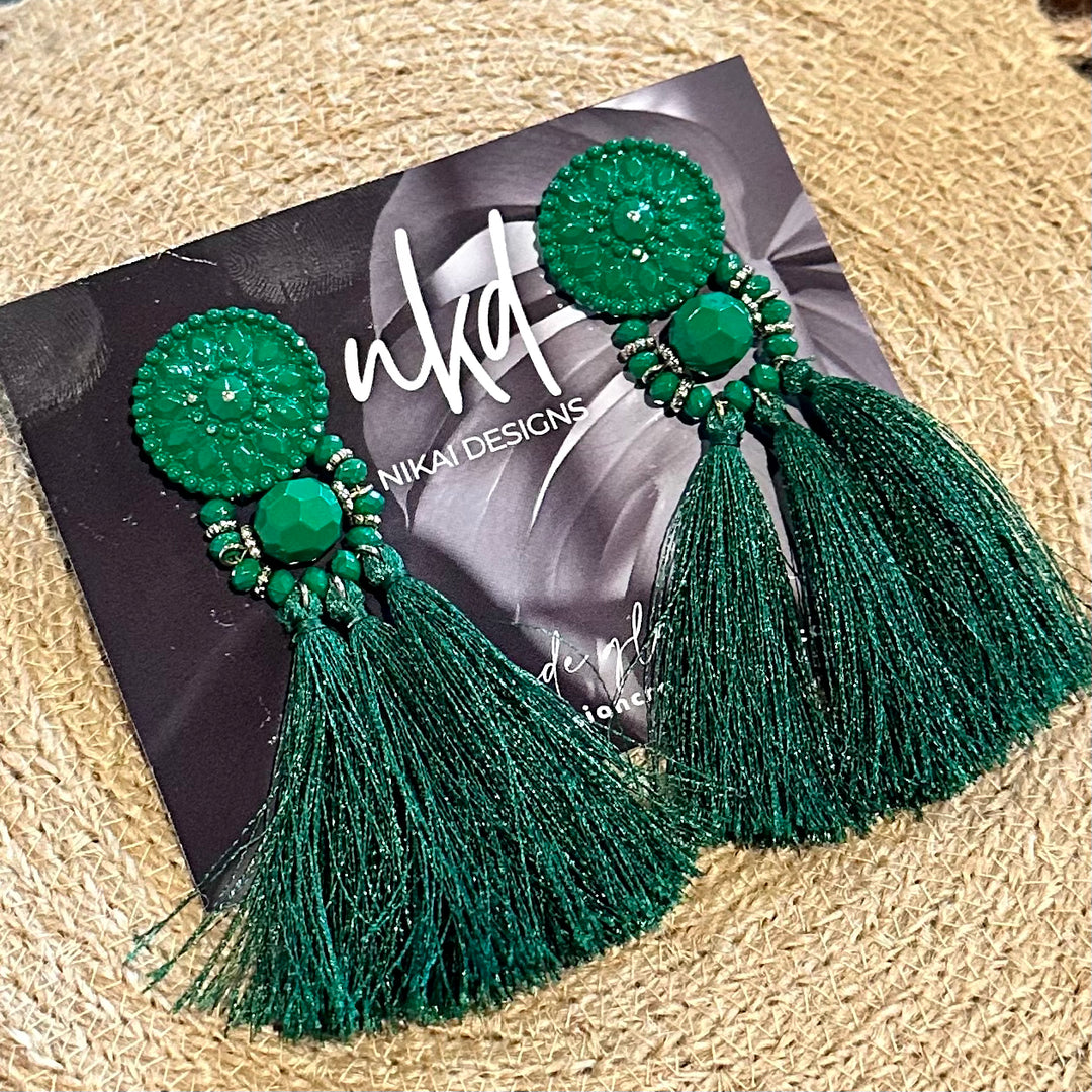 Emerald Fringe Earrings