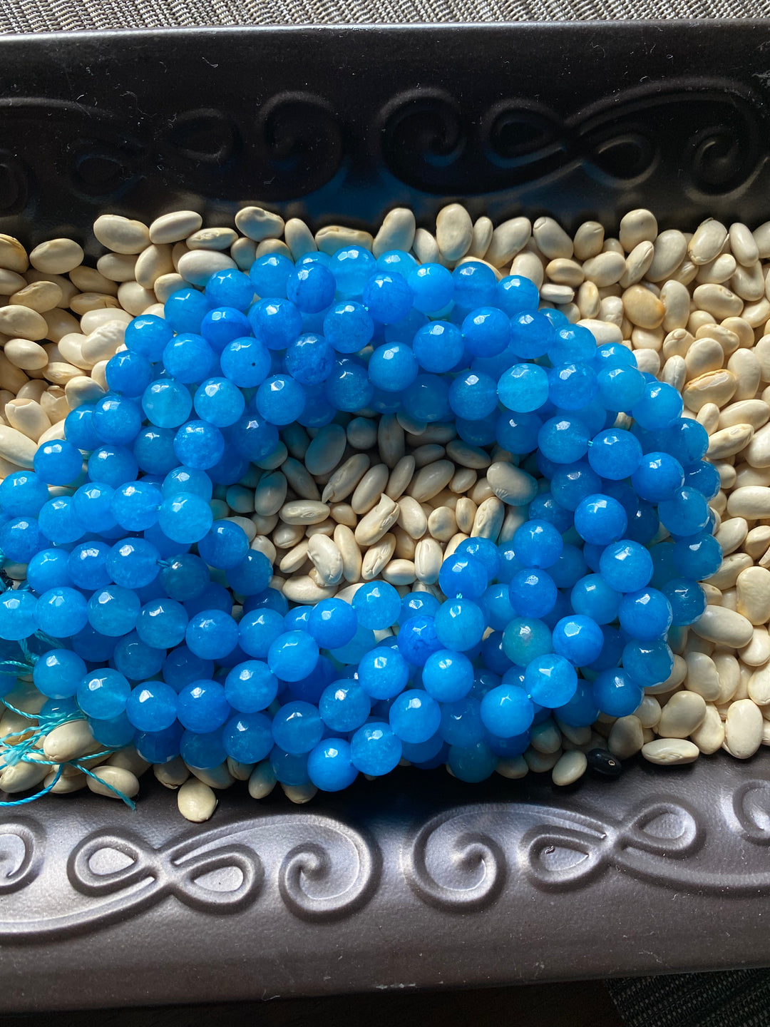 Blue Faceted Agate Strand 10mm