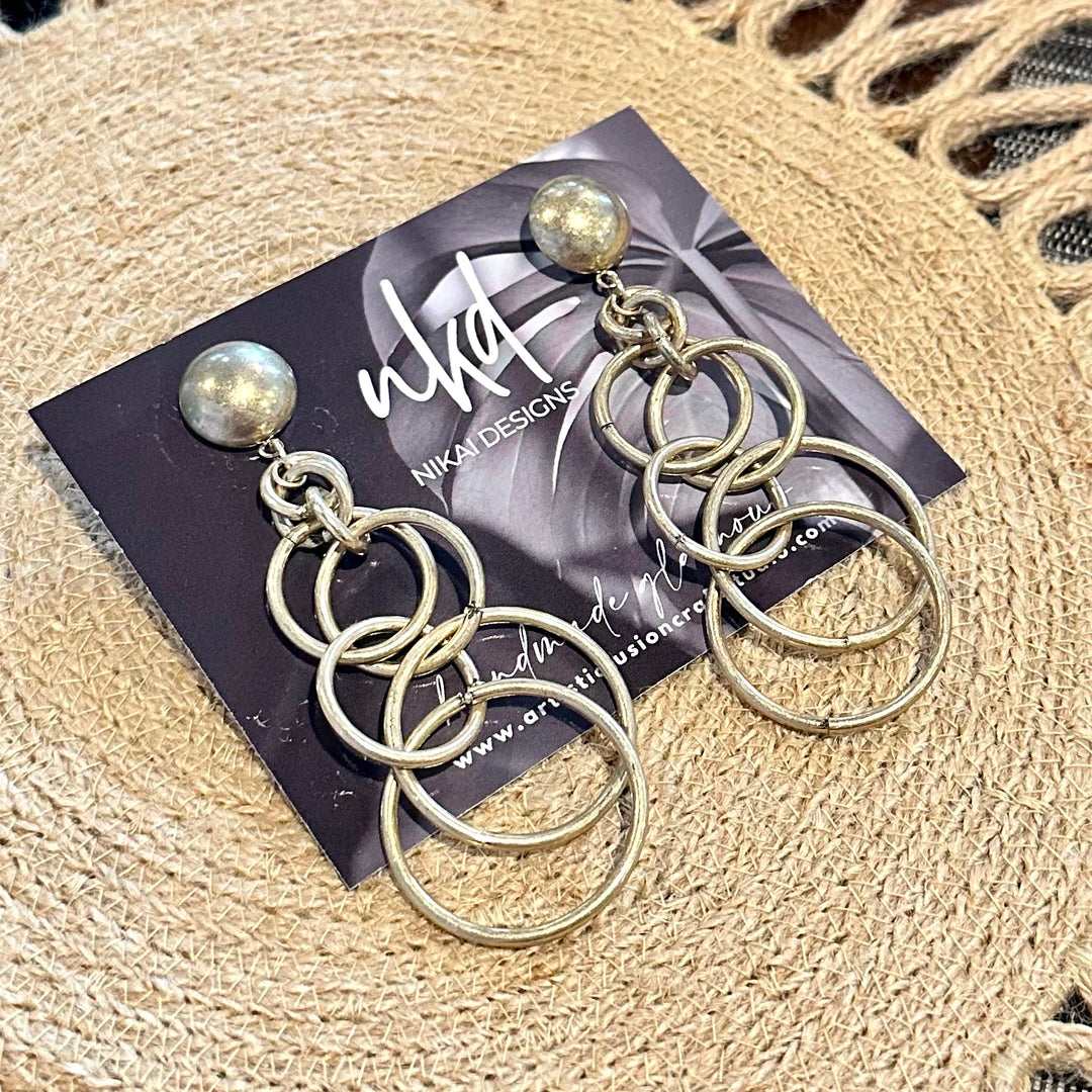 Brushed Gold Multi-Circle Earrings
